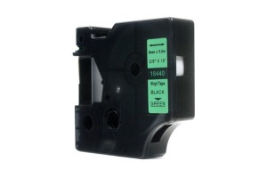 Taśma Dymo Rhino Czarny na Zielonym 9mm x 5,5m Winylowa, Vinyl (18440)