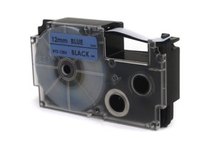 Taśma Casio Czarny na Niebieskim 12mm x 8m (PT-12BU1, PT12BU1, XR-12BU1, XR12BU1)