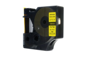 Taśma Dymo Rhino Czarny na Żółtym 12mm x 5,5m Winylowa, Vinyl (18432) (S0718450)