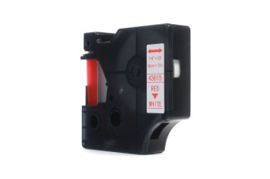 Taśma JetWorld Dymo D1 Czerwony na Białym 6mm x 7m  LM100, LM100+, LM200, LM300, LM400, LM420P, LM350, LM350D, LM360D, LM450D, LM260P, LM120P, LM500TS, LM160, LM210D, LM280, LM150, LM220 (43615)