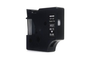 Taśma JetWorld Dymo D1 Biały na Czarnym 12mm x 7m LM100, LM100+, LM200, LM300, LM400, LM420P, LM350, LM350D, LM360D, LM450D, LM260P, LM120P, LM500TS, LM160, LM210D, LM280, LM150, LM220 (45021) (S0720610)