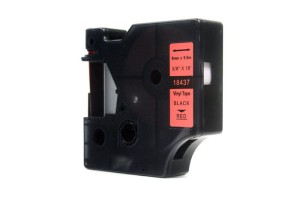 Taśma Dymo Rhino Czarny na Czerwonym 9mm x 5,5m Winylowa, Vinyl (18437) (S0718510)